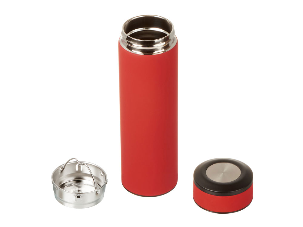 Вакуумный термос Vacuum Flask C1, soft touch, 420мл, красный - купить оптом