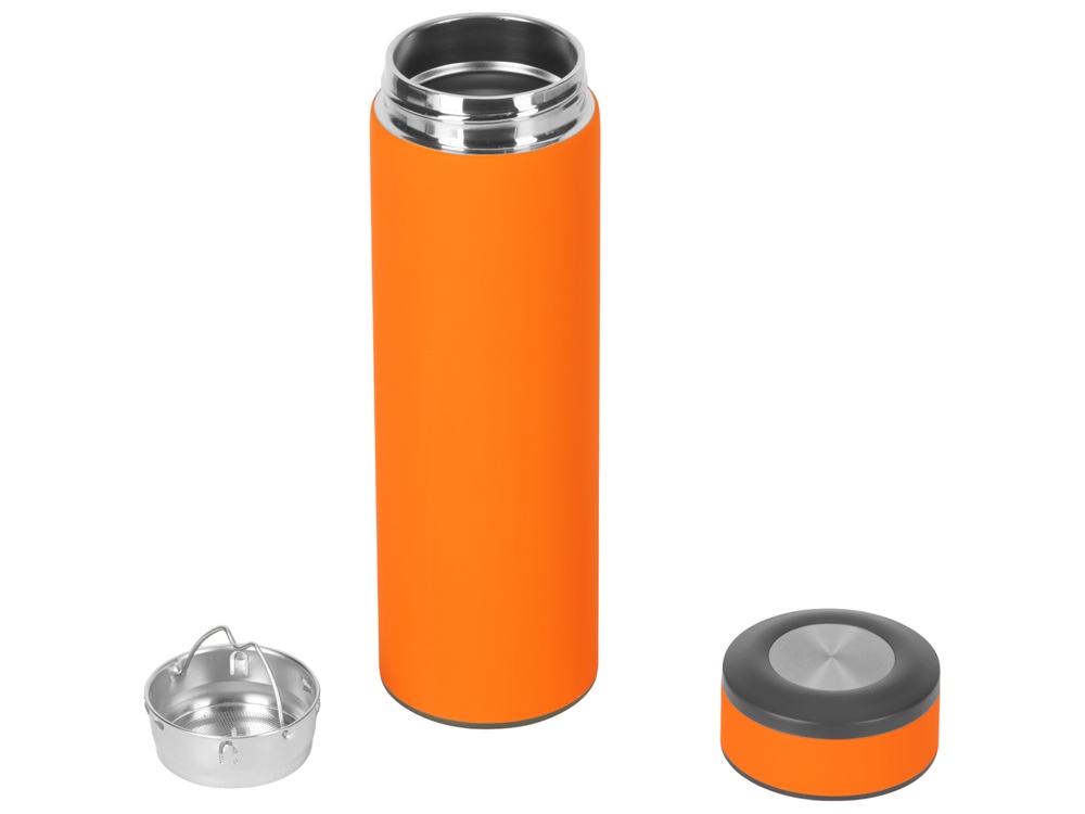 Вакуумный термос Vacuum Flask C1, soft touch, 420мл, оранжевый - купить оптом