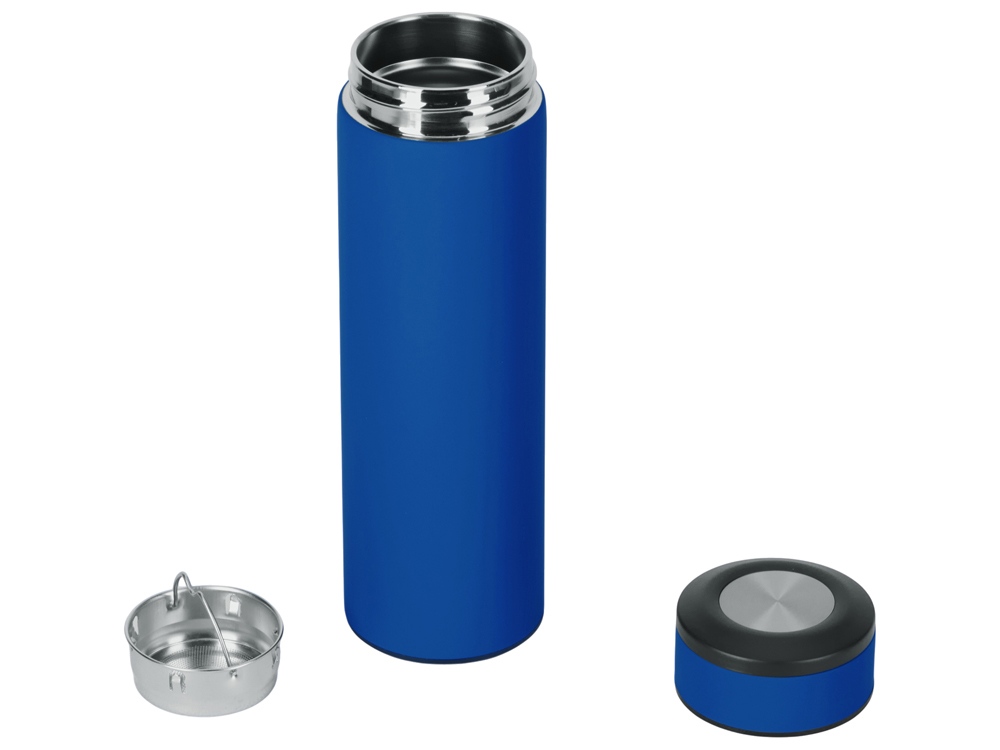 Вакуумный термос Vacuum Flask C1, soft touch, 420мл, синий - купить оптом