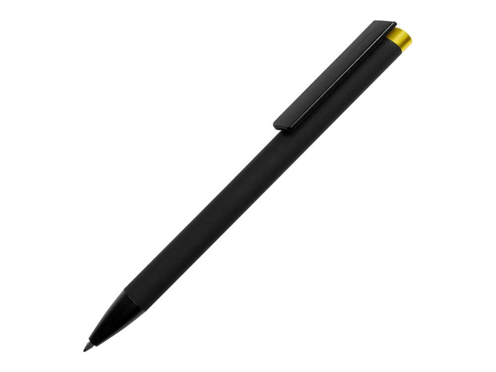Ручка металлическая шариковая Taper Metal софт-тач с цветным зеркальным слоем, черный с желтым - купить оптом