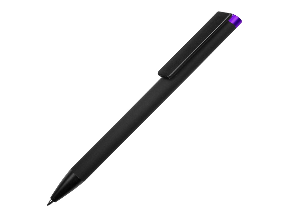 Ручка металлическая шариковая Taper Metal софт-тач с цветным зеркальным слоем, черный с фиолетовым - купить оптом