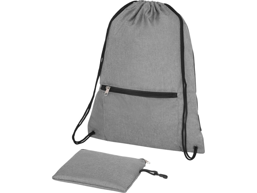 Складной рюкзак со шнурком Coss, heather medium grey, серый - купить оптом