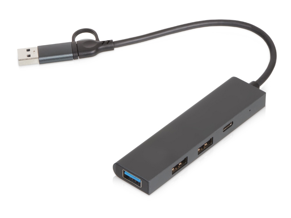 USB-концентратор Command, серый, черный - купить оптом